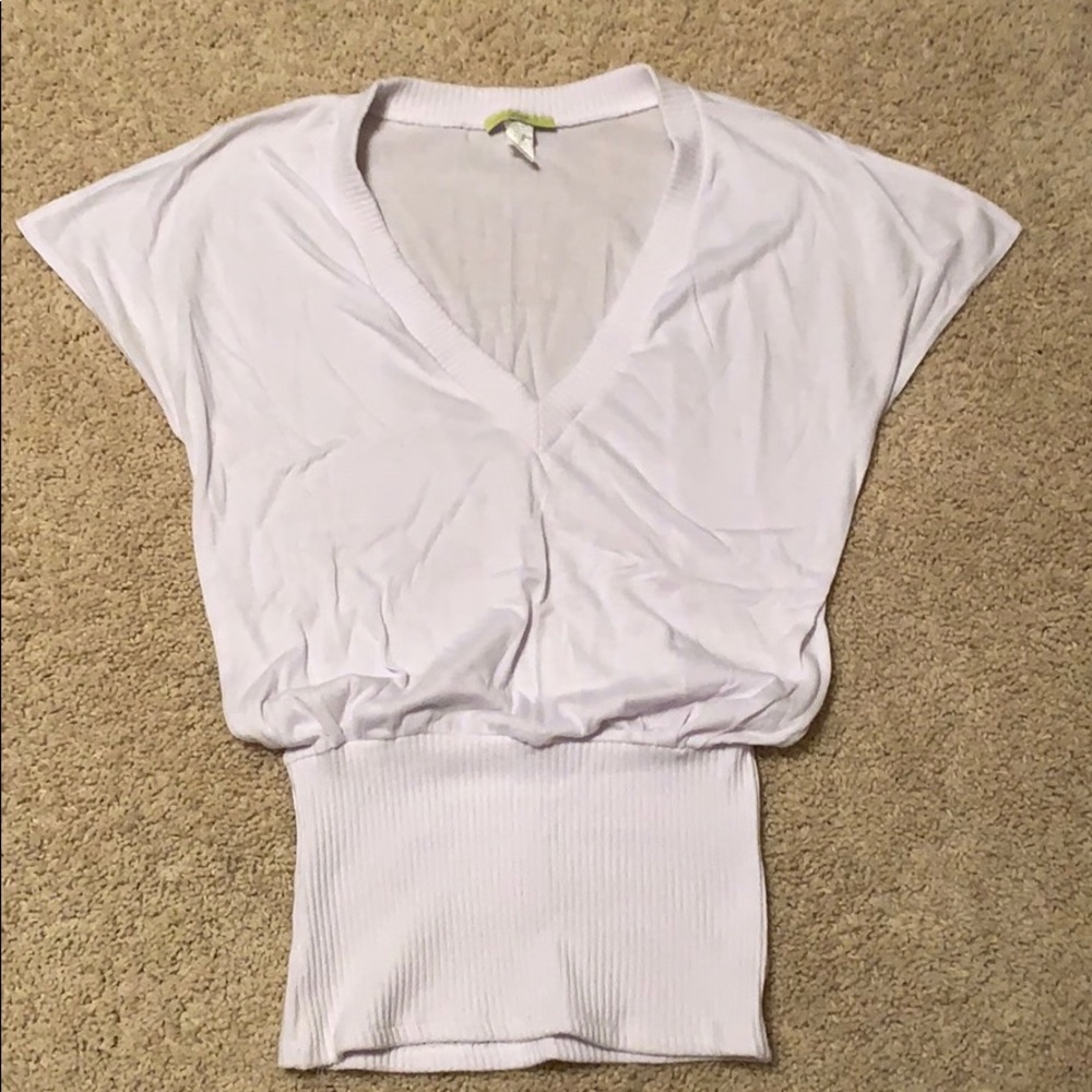 Cute white flutter sleeve top